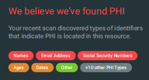 The CyberHealth Platform includes sensitive data governance with PHI discovery
